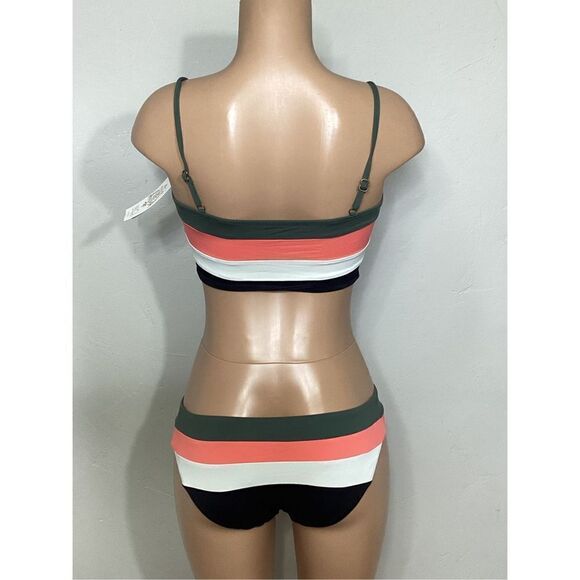 New…BECCA stripe color block bikini set. Retails $146. Medium - Picture 4 of 6